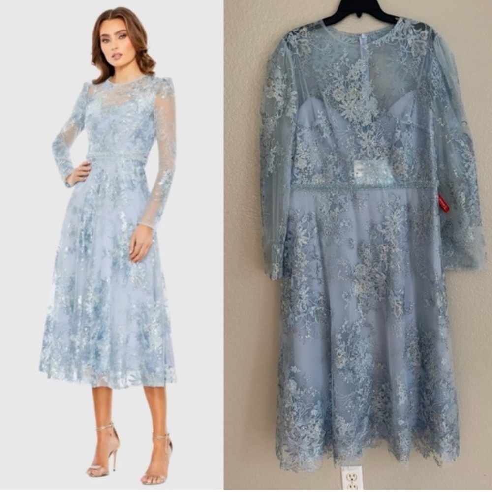 Elegant Blue Lace Dress
